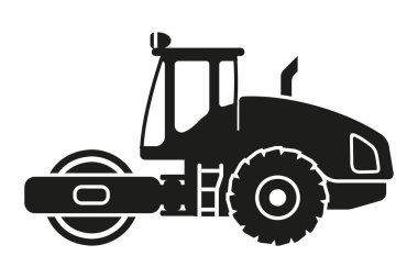 Çizgi film toprak sıkıştırıcı siluetleri. İnşaat ve madencilik için ağır makineler