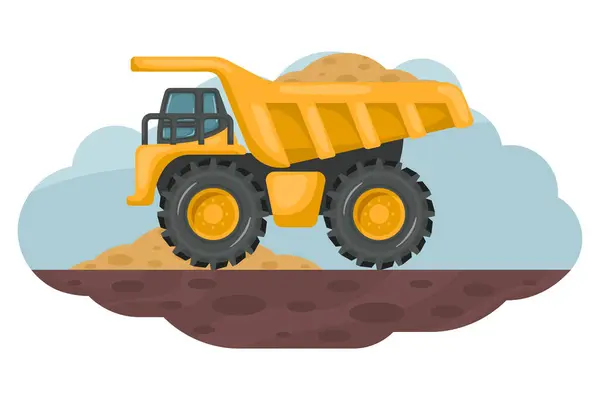 Desenhos Animados Mineração Caminhão Carregamento Areia Máquinas Pesadas Utilizadas Indústria Ilustrações De Stock Royalty-Free