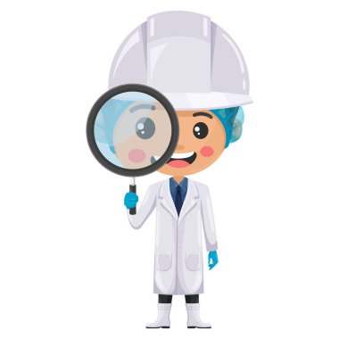 Kalite kontrol amiri büyüteçten bakıyor. Gıda eğitimi ve araştırma kavramı. Gıda endüstrisi mühendisi. Baş gıda güvenliği. Gıda üretiminde bilim, teknoloji ve güvenlik