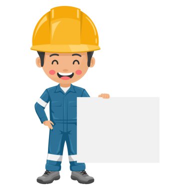 Kişisel koruyucu ekipmanlarıyla endüstriyel mekanik işçisi reklam, sunum ve broşürler için bir yazı alanı tutuyor. İş yerinde sanayi güvenliği ve iş sağlığı