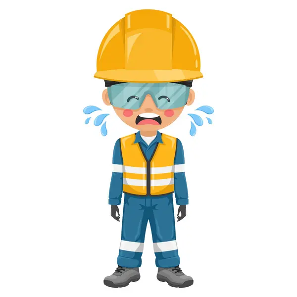 stock vector Industrial engineer crying supervisor symbolizing the humanity and vulnerability of engineers, highlighting the emotional stress and mental burden they face in their daily work. Safety first