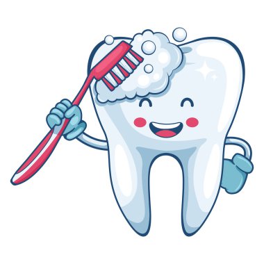 Diş fırçasıyla fırçalayan bir çizgi film karakteri. Diş ve sakız hastalıklarının önlenmesi, teşhisi ve tedavisi. Diş sağlığı ve ağız bakımı. Diş çürüğünün önlenmesi. Sağlık ve Tıp Konsepti