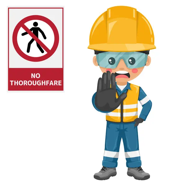 stock vector No thoroughfare. To prohibit the use of a thoroughfare by pedestrians. Collision with vehicles or machinery. Not using the thoroughfare. Safety first. Industrial safety and occupational health at work