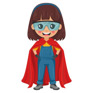 Bakım teknisyeni kahraman süper kahraman pelerinini giyiyor. Yaratıcılık, güç ve problem çözme hünerini temsil ediyor. Becerikli kadın sanayi ve yerli ortamlarda onarım çalışmalarına odaklandı