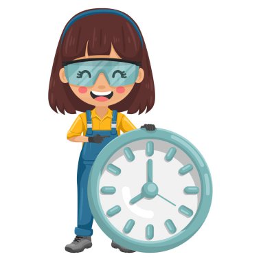 Nöbetçi bakım teknisyeni. Sektörde zaman yönetimi ve verimlilik kavramı. Becerikli kadın sanayi ve yerli ortamlarda bakım görevleri, tamirat üzerinde odaklandı