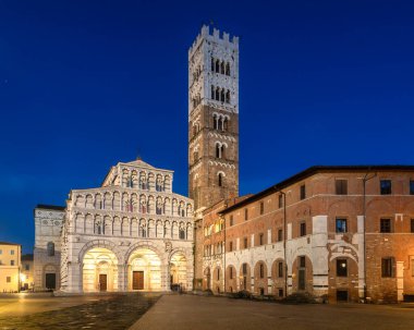 Lucca cathedral during the blue hour, Tuscany, Italy