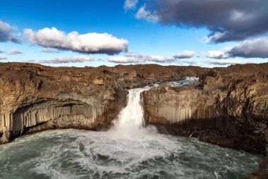 Aldeyarfoss waterfall on a beautiful day, Iceland clipart