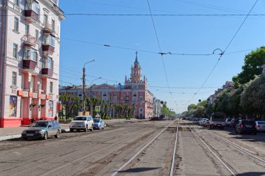Komsomolsk-on-Amur, Russia - May 26, 2018: Road renewal on the street 