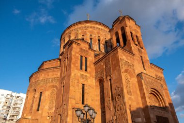 MOSCOW, Rusya - 31 Temmuz 2019 Kutsal Şekil Değiştirme Katedrali. Ermeni Havari Kilisesi