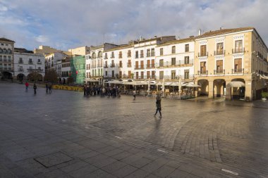 25 Kasım 2018 'de İspanya' nın ana meydanının panoramik manzarası. Dünya Mirası Şehri, Unesco tarafından verilmiştir..