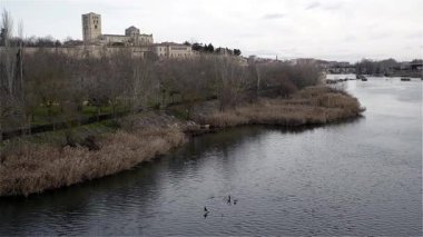 İspanya 'nın Zamora kentinden geçen Duero Nehri' nin manzarası