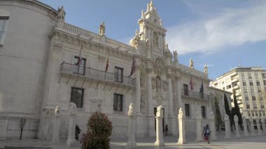 Barok cephe (1715) Valladolid üniversite binasının, İspanya, Carmelite Fray Pedro de la Visitacion tarafından tasarlanan, Üniversite amblemi ile ana kapının üzerinde heykel.