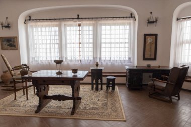 BALCHIK, BULGARIA - 4 Haziran 2018 Balchik Sarayı. Romanya Kraliçesi Maria 'nın (1875-1938) yazlık evi.).