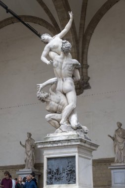 ROME, ITALY ECTOBER 25, 2018: Piazza del Campidoglio, Capitoline Hill 'in tepesinde, Palazzo Senatorio' nun maskesiyle.