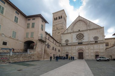 ROME, ITALY ECTOBER 25, 2018: Piazza del Campidoglio, Capitoline Hill 'in tepesinde, Palazzo Senatorio' nun maskesiyle.