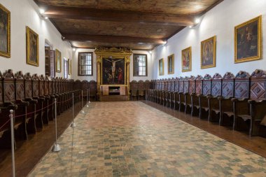 FUNCHAL, MADEIRA, PORTUGAL - 9 Eylül 2017: Santa Clara Manastırı 16. yüzyılın sonlarında Madeira Adası 'nın ikinci yüzbaşı Joao Goncalves da Camara' nın emriyle inşa edilmiştir.