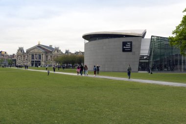 AMSTERDAM, NETHERLANDS - 10 Mayıs 2017: The Vincent van Gogh Museum and Concertgebouw Amsterdam 