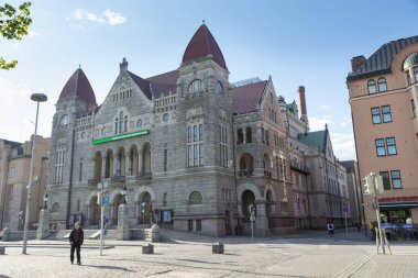 HELSINKI, FINLAND - 13 Haziran 2016: Helsinki 'de Ulusal Tiyatro Binası.