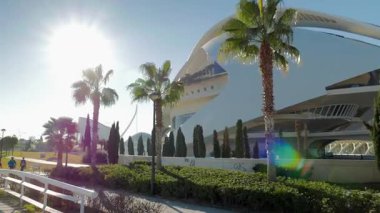 VALENCIA, İSPAIN - 6 Şubat 2019: Mimar Santiago Calatrava tarafından tasarlanan fütüristik mimari binalar kompleksi, Sanat Bilimleri Şehri
