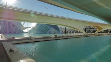 VALENCIA, İSPAIN - 6 Şubat 2019: Mimar Santiago Calatrava tarafından tasarlanan fütüristik mimari binalar kompleksi, Sanat Bilimleri Şehri