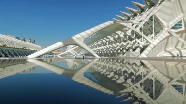 VALENCIA, İSPAIN - 6 Şubat 2019: Mimar Santiago Calatrava tarafından tasarlanan fütüristik mimari binalar kompleksi, Sanat Bilimleri Şehri