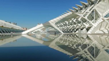VALENCIA, İSPAIN - 6 Şubat 2019: Mimar Santiago Calatrava tarafından tasarlanan fütüristik mimari binalar kompleksi, Sanat Bilimleri Şehri