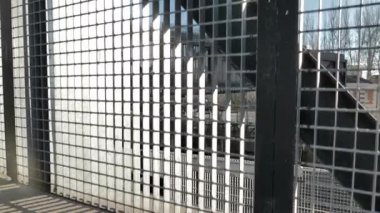 Demiryolu üzerinde yaya geçidi var. vinç atışı