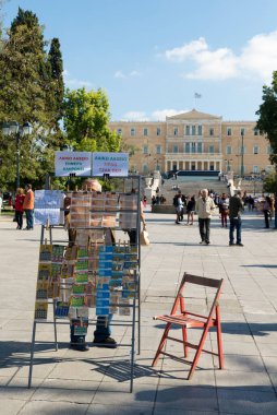 ATENS, GREECE - 27 Ekim 2015: Syntagma Meydanı 'nda Piyango Piyangosu