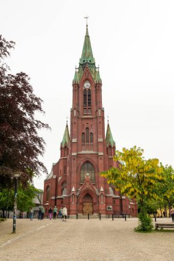 BERGEN, NORway - 1 Haziran 2017: St. John Kilisesi (Norveççe: Johanneskirken), Bergen belediyesinin Hordaland ilçesine bağlı bir kilisedir.