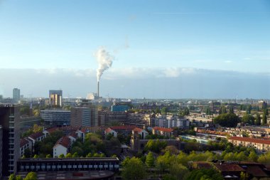  Amsterdam şehrinin tepesinden panoramik manzara