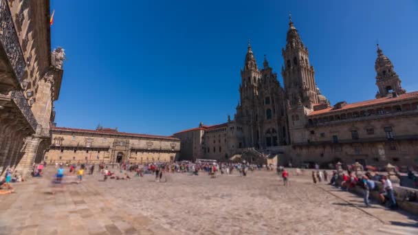 Χρονικό Κενό Μαζικών Πιστών Στην Πλατεία Obradoiro Santigo Compostela — Αρχείο Βίντεο