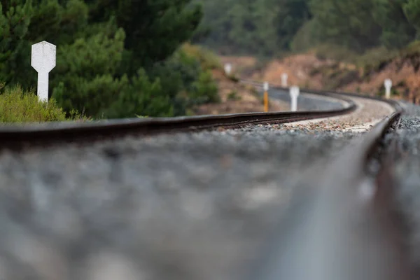 Railroad Track Perspective View Blurred Space — Stock Photo, Image