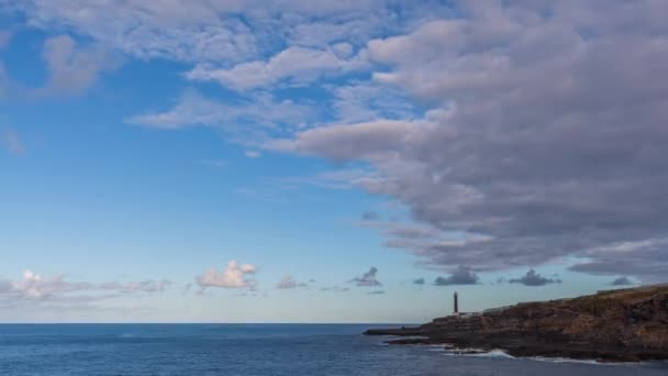 Spectacular Timelapse Lighthouse Cloudy Sky Dusk — Stock Video
