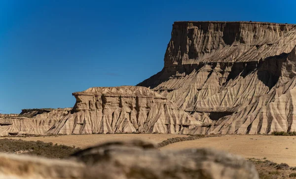Royal Bardenas desert in Navarra with mountains of sand layers, Spain