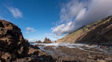 Time lapse of rough coastline