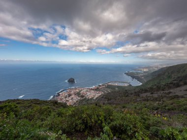 Top view of Garachico village with islet in Tenerife island