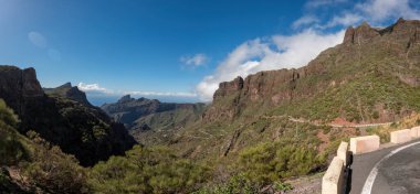 Top view of Masca curved road panorama in Tenerife