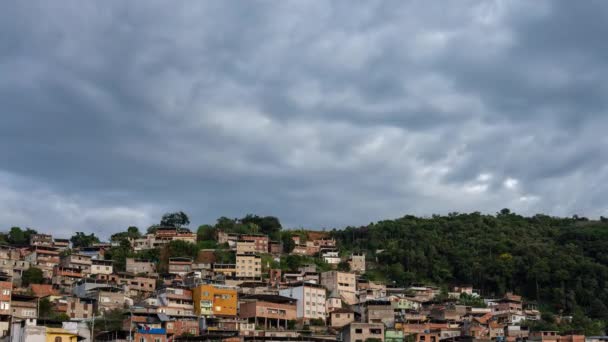 Stunning Time Lapse Footage Colorful Favelas Spread Hill Jungle Nearby — Stock Video