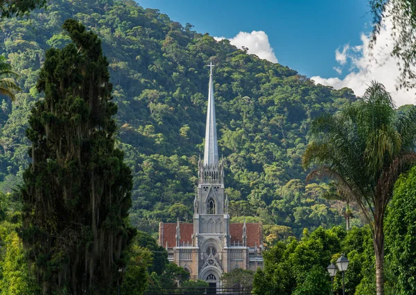 Imponerande Utsikt Över Den Höga Petropolis Katedralen Mot Bakgrund Frodiga — Stockfoto