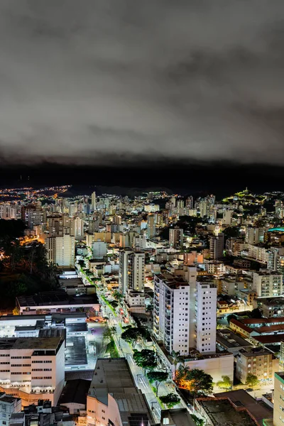 Foto Nocturna Larga Exposición Una Ciudad Brasileña Llena Rascacielos Horizonte —  Fotos de Stock
