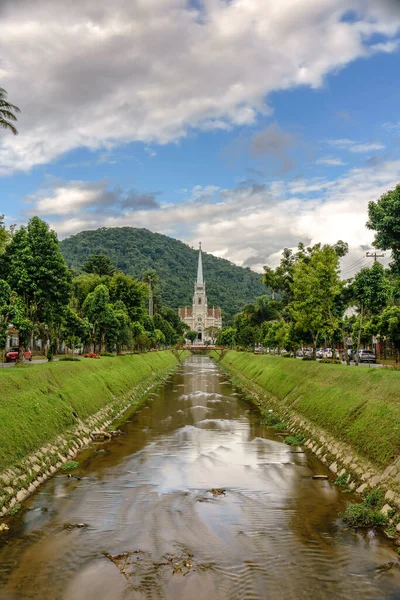 Stunning View Petropolis Cathedral River Long Exposure Perfect Postcard — Stock Photo, Image