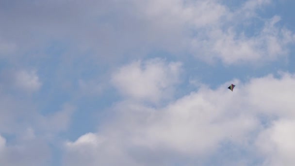 熟練したパイロットによって巧みに操縦された青い空を登る凧のこのスリリングなビデオをご覧ください この安価でシンプルなおもちゃは 新しい高みに達すると信じられないほどの光景になります — ストック動画