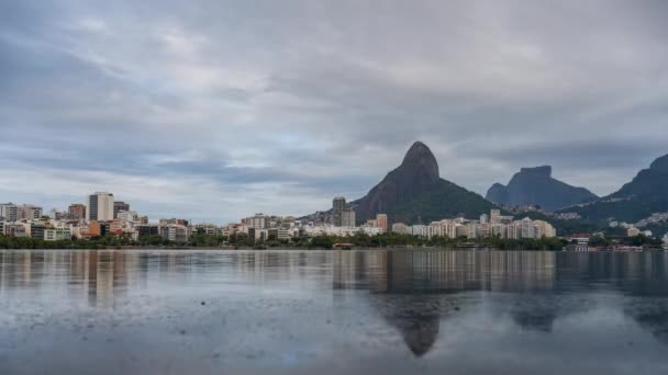 Rio Janeiro Skyline Med Lagoa Ipanema Stranden Och Leblon Perfekt — Stockvideo