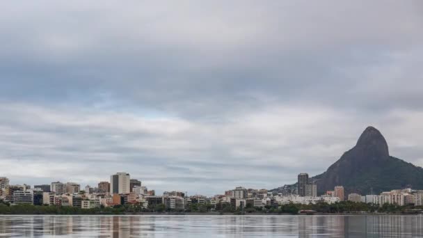 Timelapse Rio Janeiros Skyline Belysa Byggnaderna Från Lagoa Till Ipanema — Stockvideo