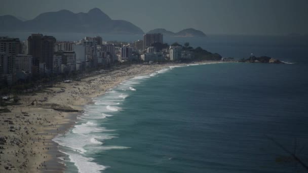 Iconic Ipanema Beach Arpoador Rock Рио Жанейро Живописное Место Поклонения — стоковое видео