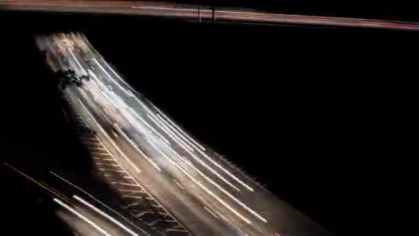 Timelapse Video Captures Hustle Bustle Night Traffic Multiple Lane Highway — Stock Video
