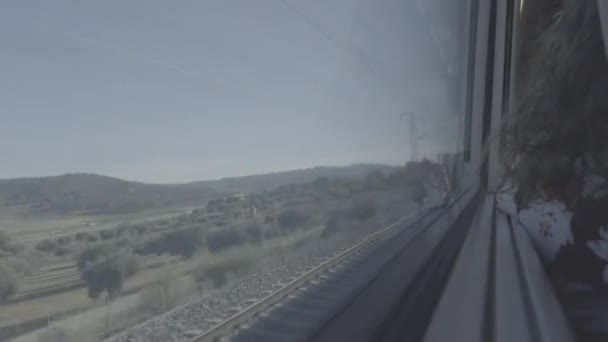 Relógios Viagem Trem Como Ele Acelera Para Escuridão Formato Log — Vídeo de Stock
