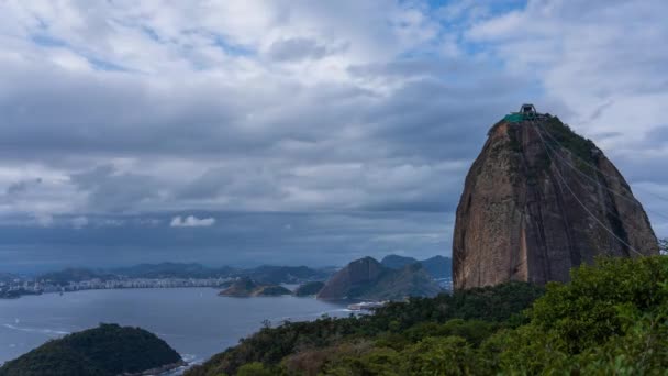 Timelapse Videó Bemutatja Nyüzsgő Turizmus Sugarloaf Mountain Rio Janeiro Felvázoló Stock Videó