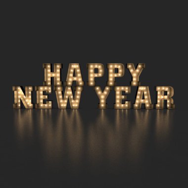 Siyah arka planda altın noel ışıkları. 3d illüstrasyon