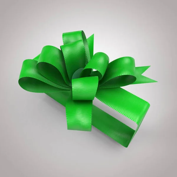 green gift box with bow on white background